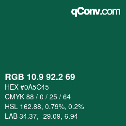 Color code: RGB 10.9 92.2 69 | qconv.com
