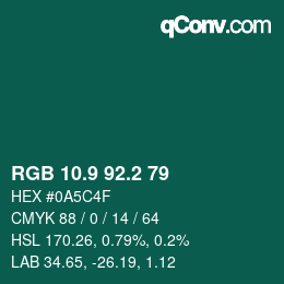 Color code: RGB 10.9 92.2 79 | qconv.com