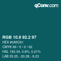 カラーコード: RGB 10.9 92.2 97 | qconv.com