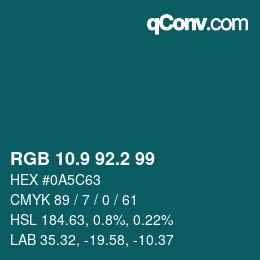 Color code: RGB 10.9 92.2 99 | qconv.com