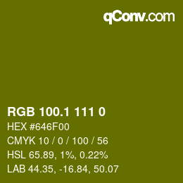 カラーコード: RGB 100.1 111 0 | qconv.com