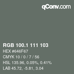 カラーコード: RGB 100.1 111 103 | qconv.com