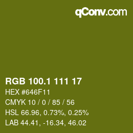 カラーコード: RGB 100.1 111 17 | qconv.com
