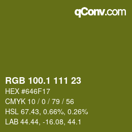 カラーコード: RGB 100.1 111 23 | qconv.com