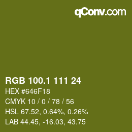 カラーコード: RGB 100.1 111 24 | qconv.com