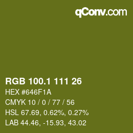 カラーコード: RGB 100.1 111 26 | qconv.com