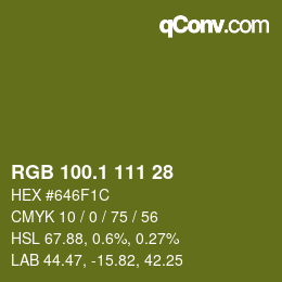 カラーコード: RGB 100.1 111 28 | qconv.com