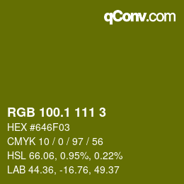 カラーコード: RGB 100.1 111 3 | qconv.com