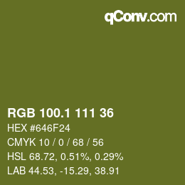 カラーコード: RGB 100.1 111 36 | qconv.com