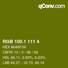カラーコード: RGB 100.1 111 4 | qconv.com