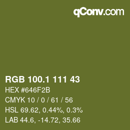 Color code: RGB 100.1 111 43 | qconv.com