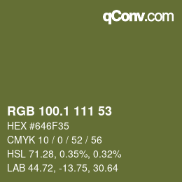 カラーコード: RGB 100.1 111 53 | qconv.com
