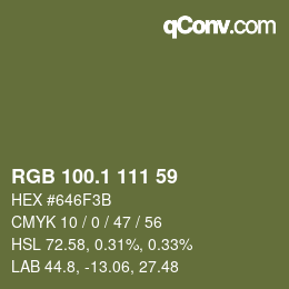 カラーコード: RGB 100.1 111 59 | qconv.com