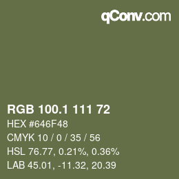 カラーコード: RGB 100.1 111 72 | qconv.com