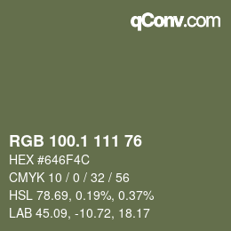 Color code: RGB 100.1 111 76 | qconv.com