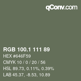 カラーコード: RGB 100.1 111 89 | qconv.com