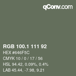 カラーコード: RGB 100.1 111 92 | qconv.com