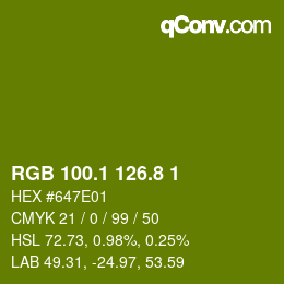 カラーコード: RGB 100.1 126.8 1 | qconv.com
