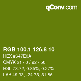 カラーコード: RGB 100.1 126.8 10 | qconv.com