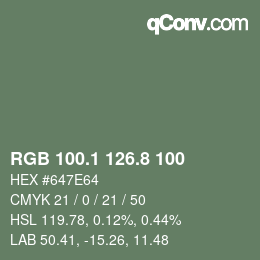 カラーコード: RGB 100.1 126.8 100 | qconv.com