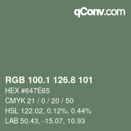 カラーコード: RGB 100.1 126.8 101 | qconv.com