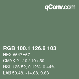 カラーコード: RGB 100.1 126.8 103 | qconv.com