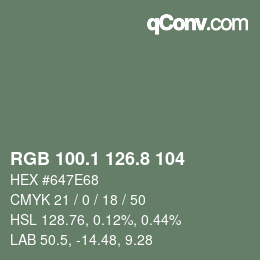 カラーコード: RGB 100.1 126.8 104 | qconv.com