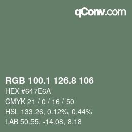 カラーコード: RGB 100.1 126.8 106 | qconv.com