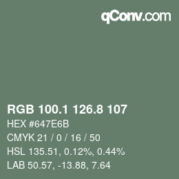 Color code: RGB 100.1 126.8 107 | qconv.com