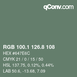 カラーコード: RGB 100.1 126.8 108 | qconv.com