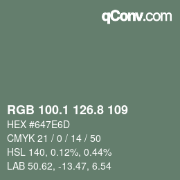 Color code: RGB 100.1 126.8 109 | qconv.com