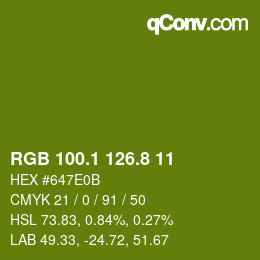 カラーコード: RGB 100.1 126.8 11 | qconv.com