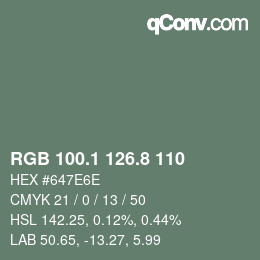 カラーコード: RGB 100.1 126.8 110 | qconv.com