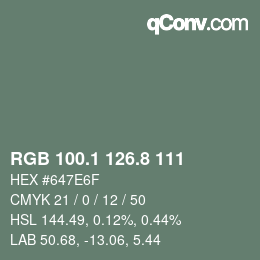 Color code: RGB 100.1 126.8 111 | qconv.com