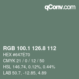 Color code: RGB 100.1 126.8 112 | qconv.com