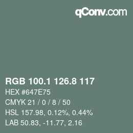 Color code: RGB 100.1 126.8 117 | qconv.com