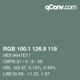 Color code: RGB 100.1 126.8 119 | qconv.com
