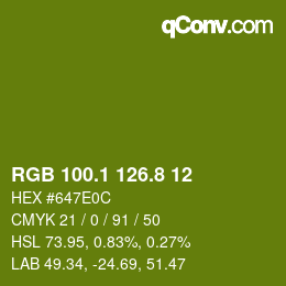 カラーコード: RGB 100.1 126.8 12 | qconv.com