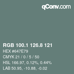 Color code: RGB 100.1 126.8 121 | qconv.com