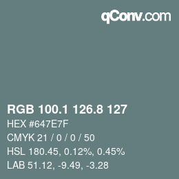 Color code: RGB 100.1 126.8 127 | qconv.com