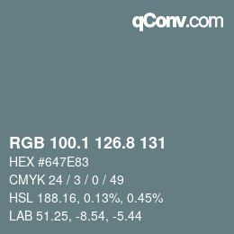Code couleur: RGB 100.1 126.8 131 | qconv.com