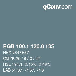 Color code: RGB 100.1 126.8 135 | qconv.com