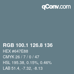 Color code: RGB 100.1 126.8 136 | qconv.com