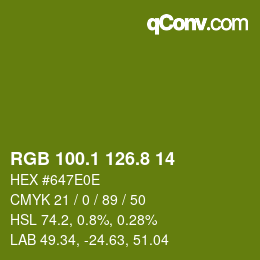 カラーコード: RGB 100.1 126.8 14 | qconv.com