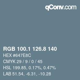 Color code: RGB 100.1 126.8 140 | qconv.com