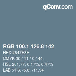 Color code: RGB 100.1 126.8 142 | qconv.com