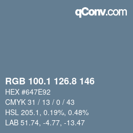 Color code: RGB 100.1 126.8 146 | qconv.com