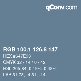Color code: RGB 100.1 126.8 147 | qconv.com