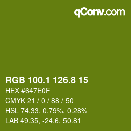 カラーコード: RGB 100.1 126.8 15 | qconv.com