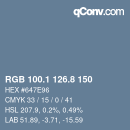 Color code: RGB 100.1 126.8 150 | qconv.com